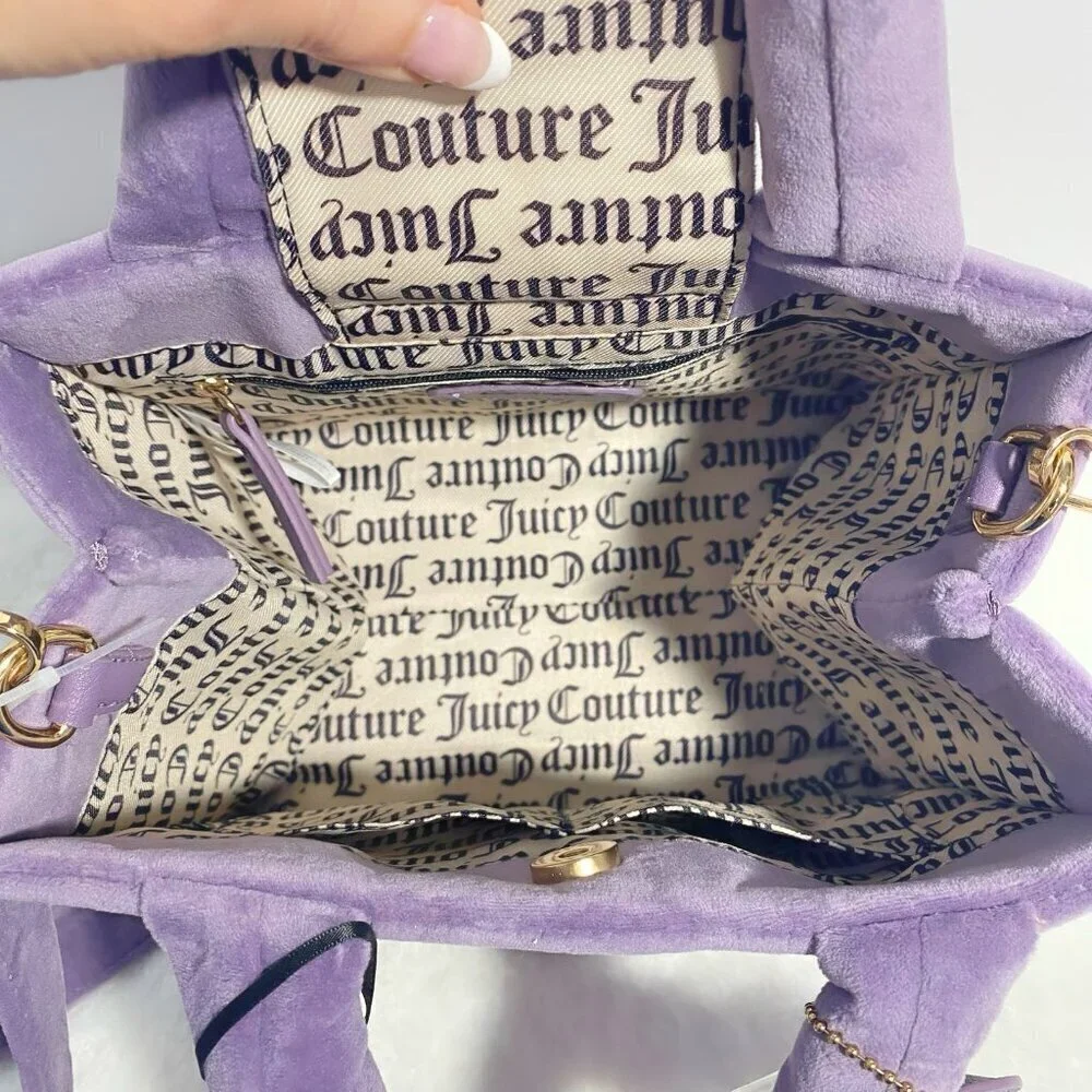 Juicy Couture Dusty Violet Big Spender Heart Charm Mini Tote Bag Satchel NWT
